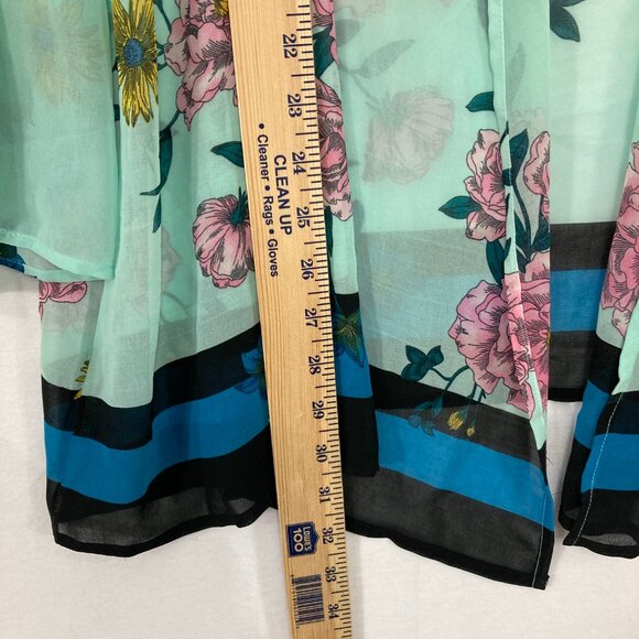 New Lane Bryant size 22/24 Floral Chiffon Flare Sleeve Open Front Feminine Top - Picture 5 of 10